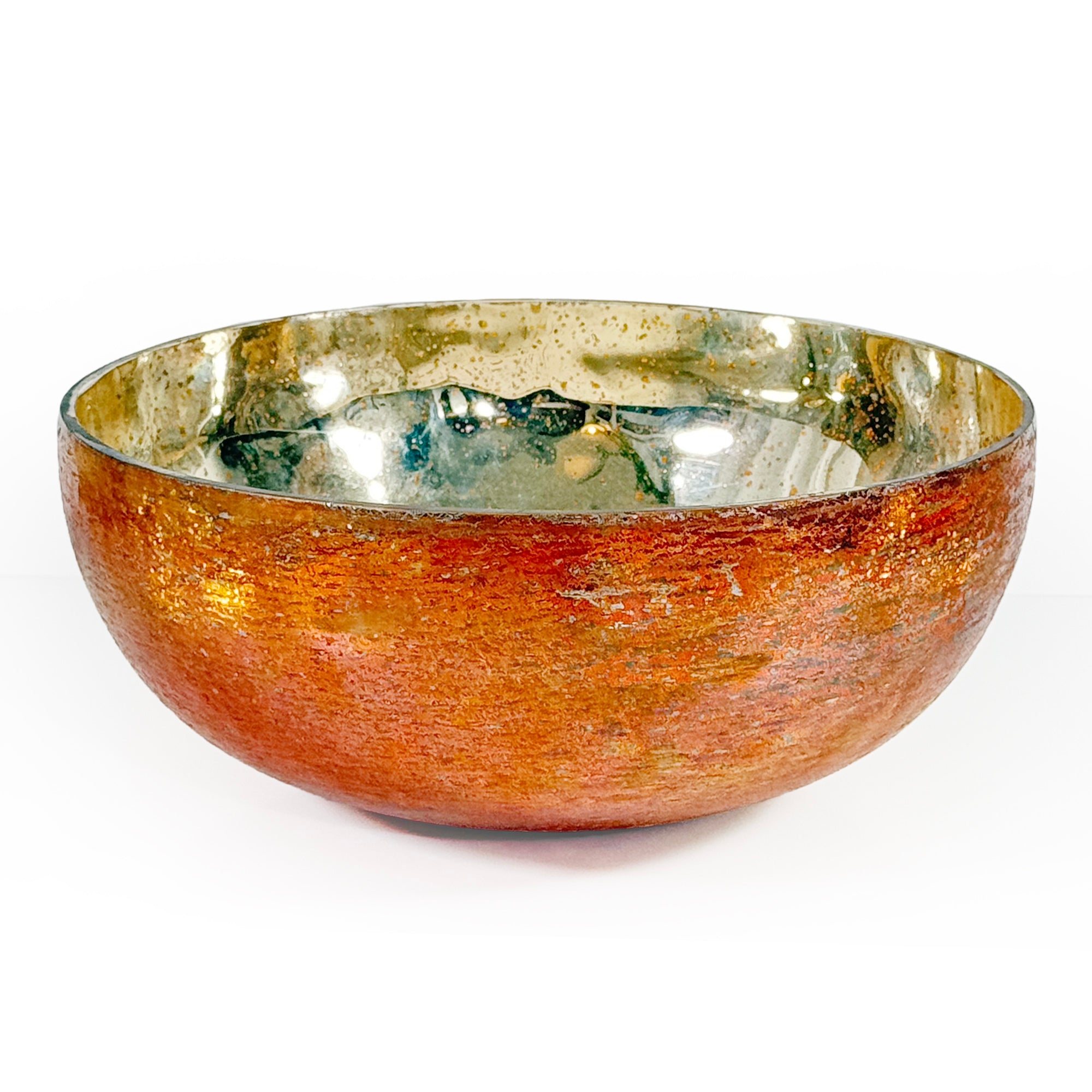 Mercury Glass Amber Decorative Round Bowl