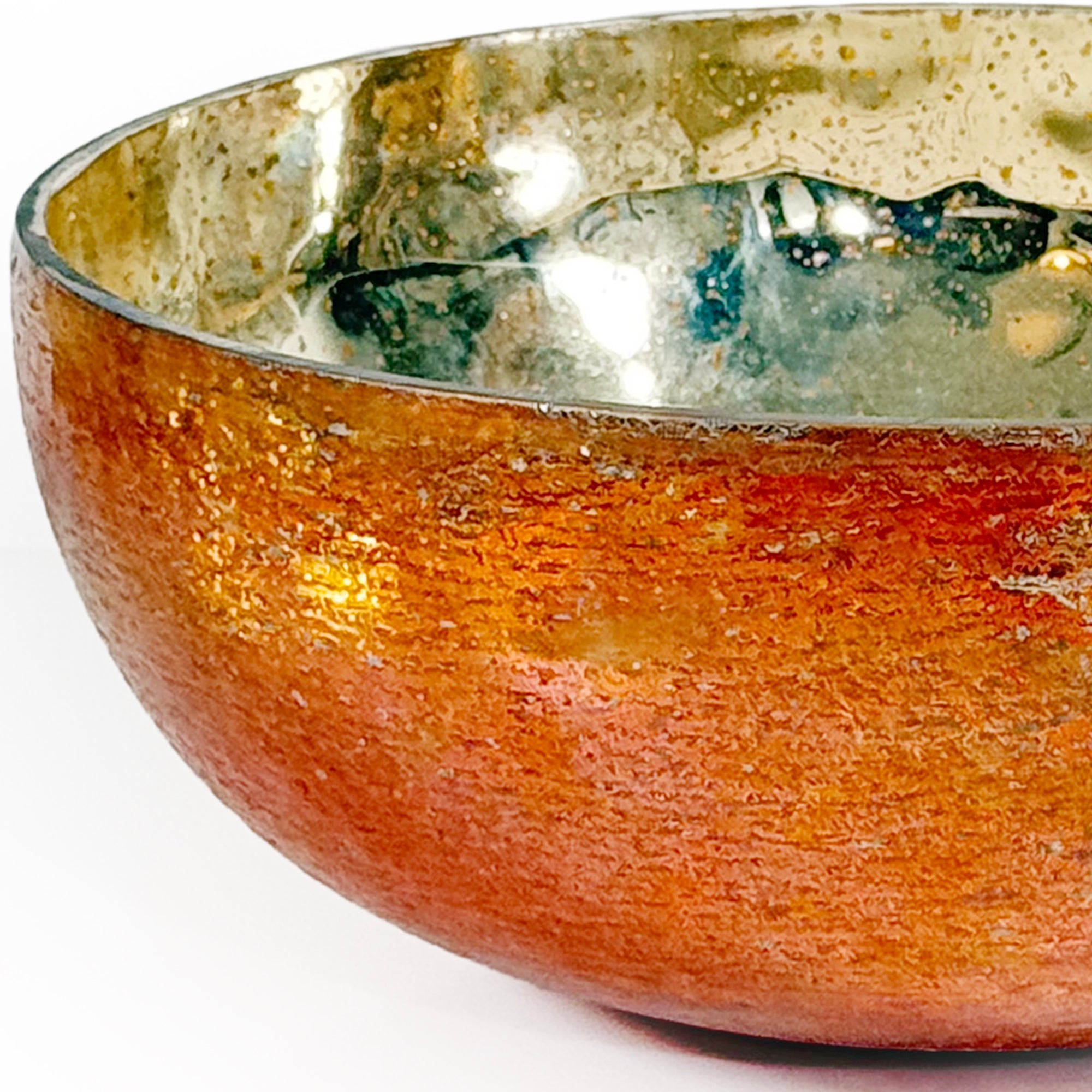 Mercury Glass Amber Decorative Round Bowl