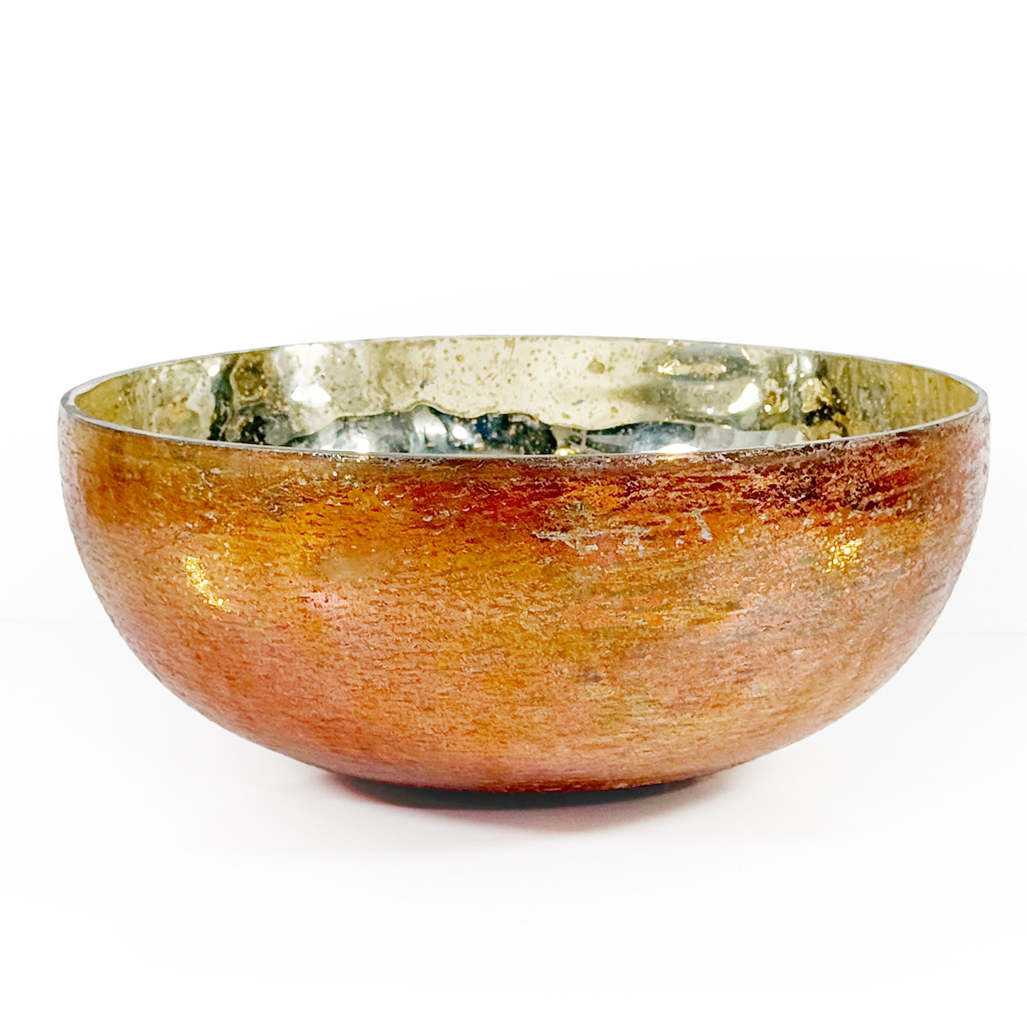 Mercury Glass Amber Decorative Round Bowl