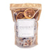 A clear resealable pouch of Andaluca California Hand Crafted Bath Salts, filled with coarse salt crystals and dried orange slices, on a white background.