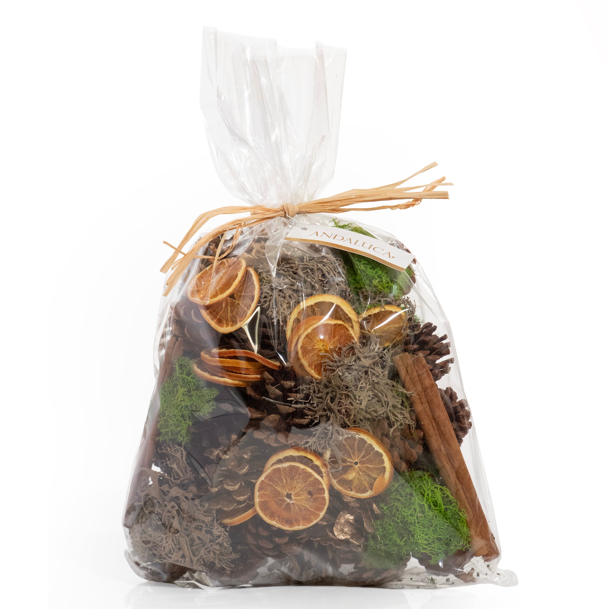 Orange Slice & Moss Bowl Filler Bag shot on white background. Front of the bag.