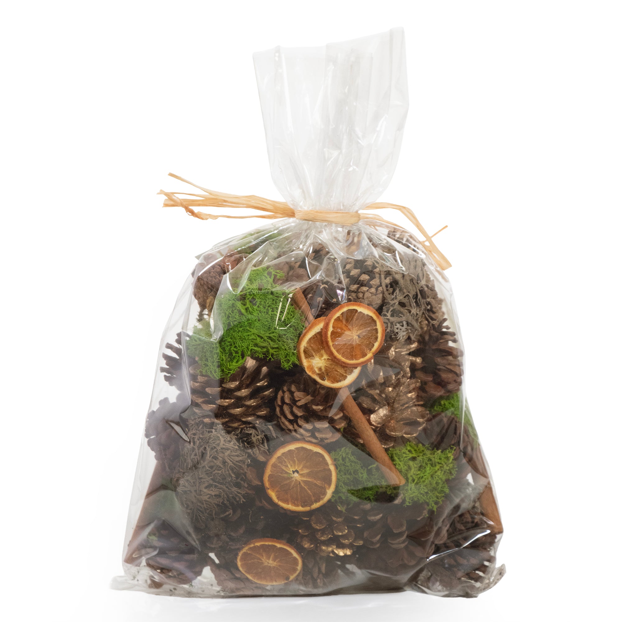 Orange Slice & Moss Bowl Filler Bag shot on white background. Back of the bag.