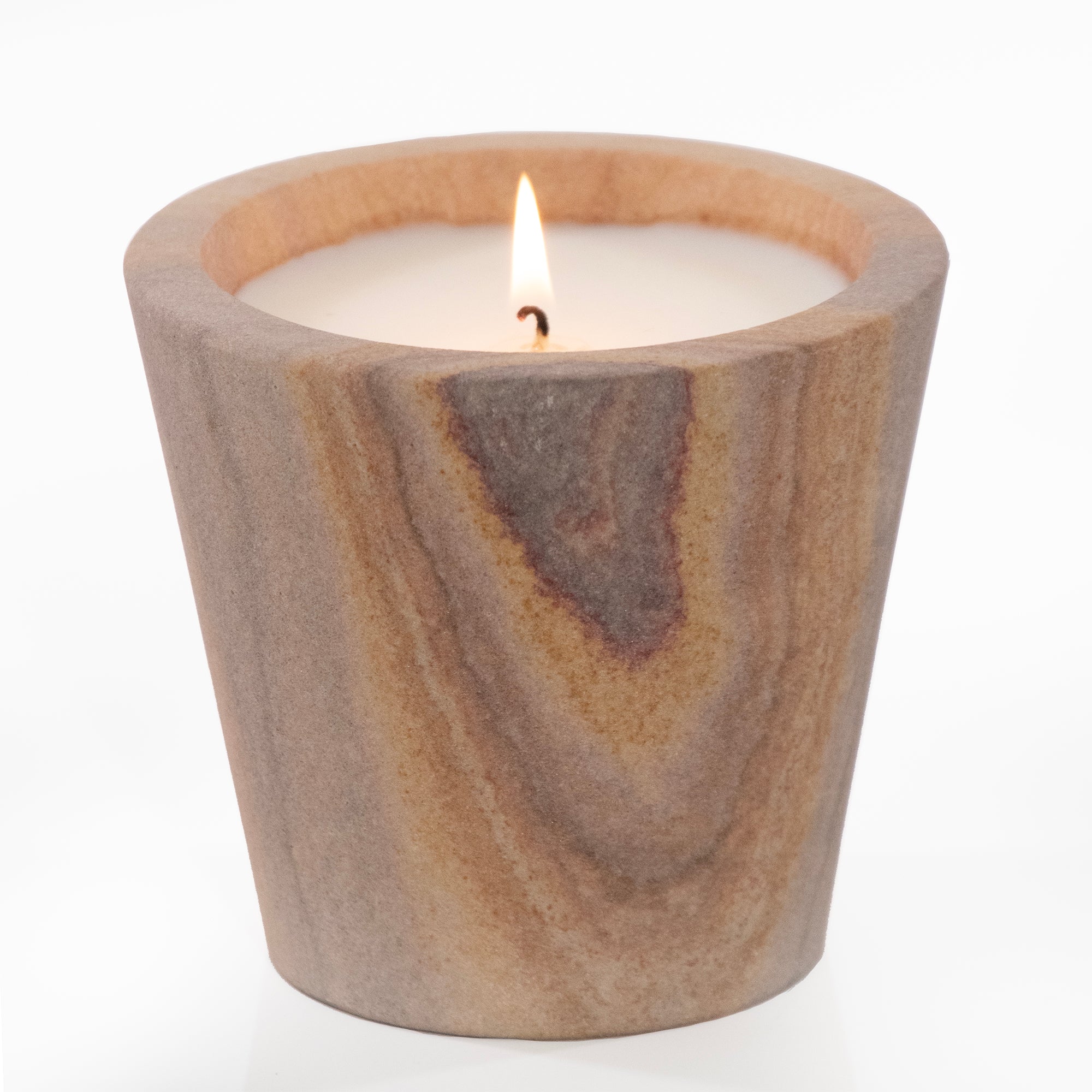 Travertine candle cup.