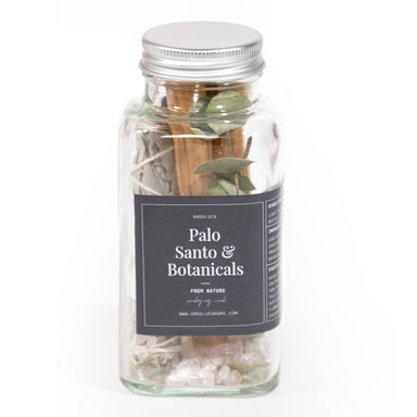 Front view of Palo Santo & White Sage Smudging Jar Set. On a white background.