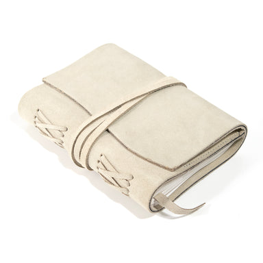 Beige suede journal front.