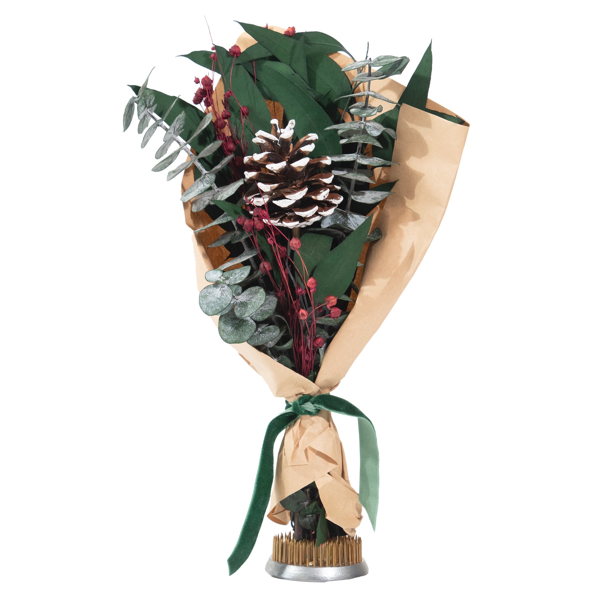 Petite Winter 12" Bouquet: Baby Eucalyptus & White Tip PC