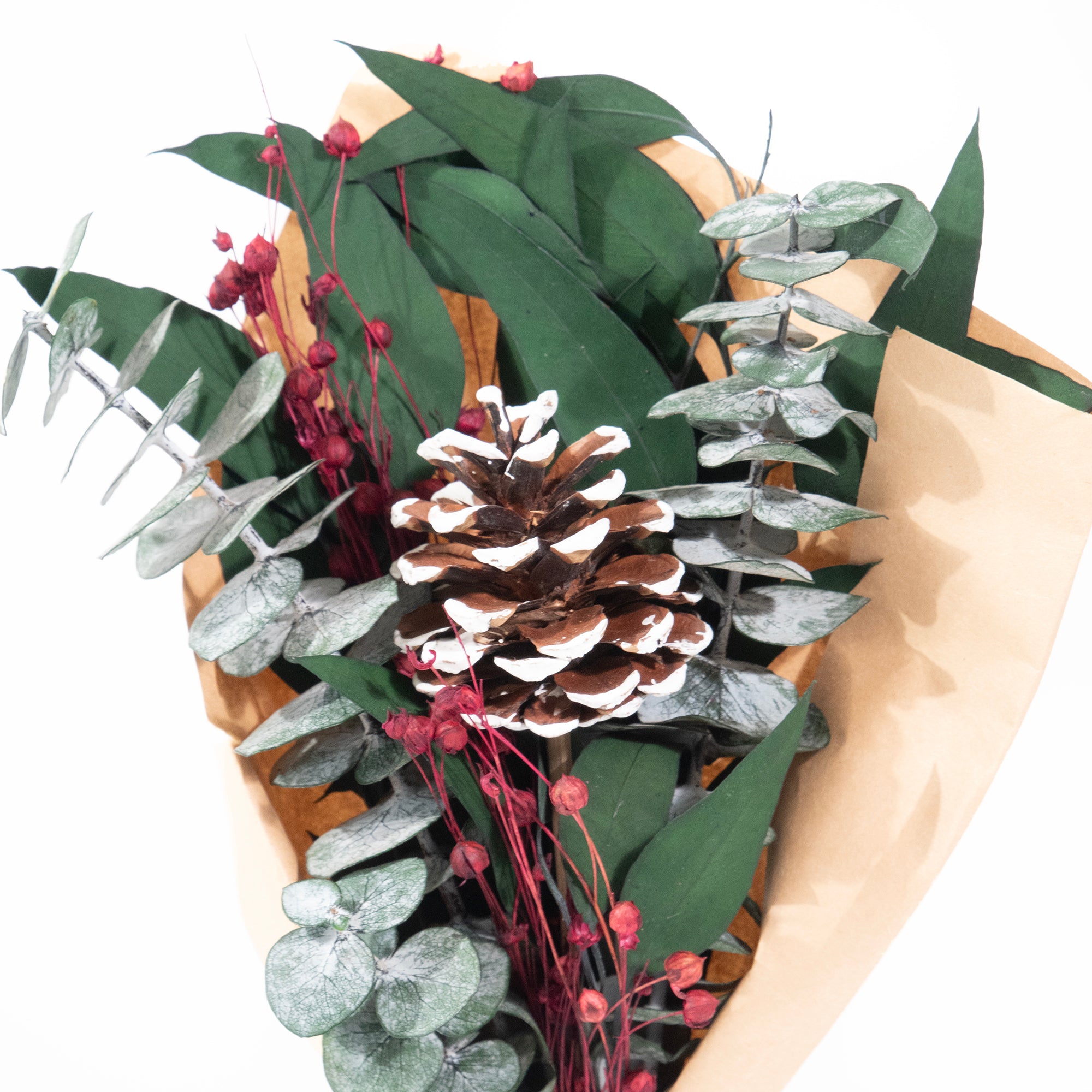Petite Winter 12" Bouquet: Baby Eucalyptus & White Tip PC