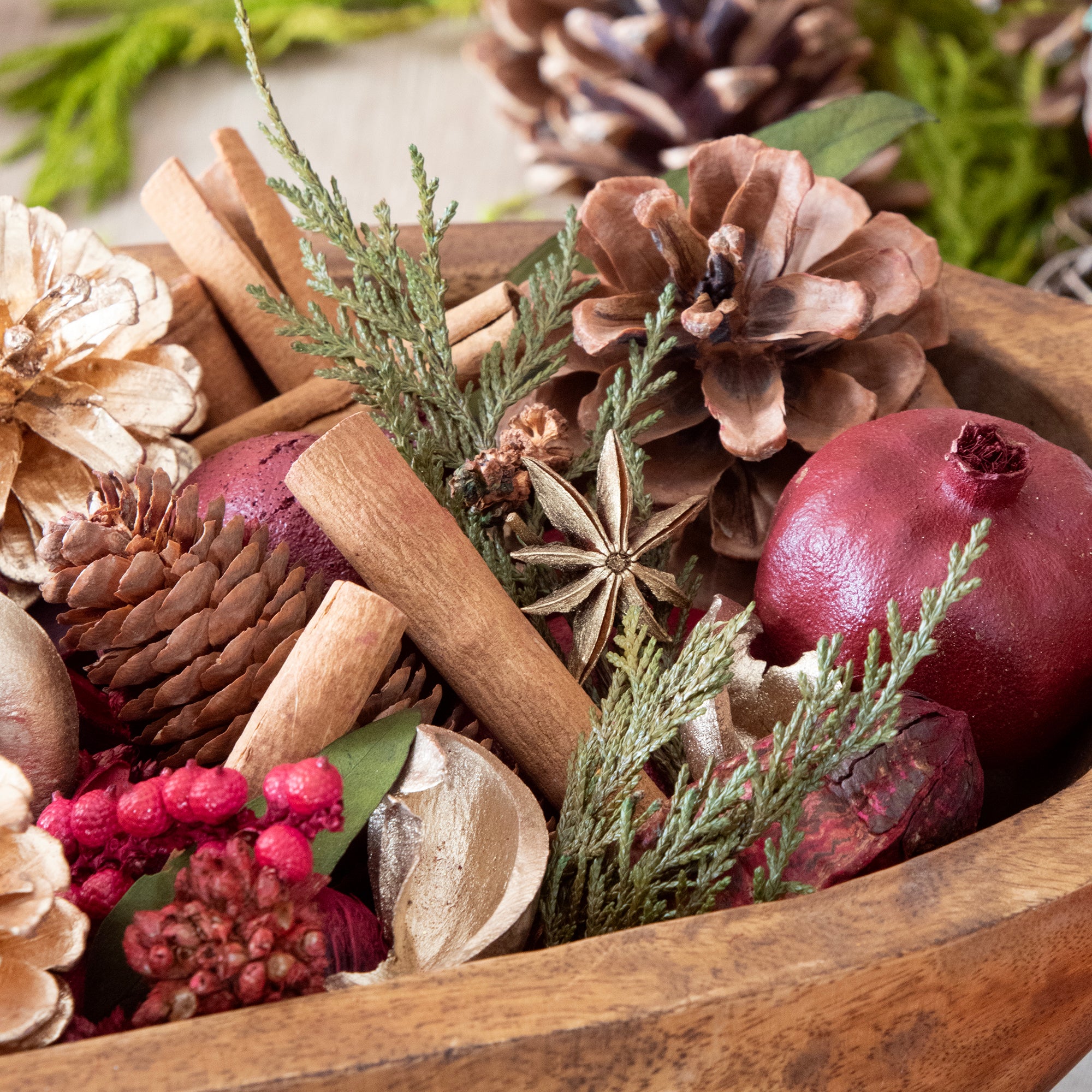 Close up of the Pomegranate Pine Potpourri.