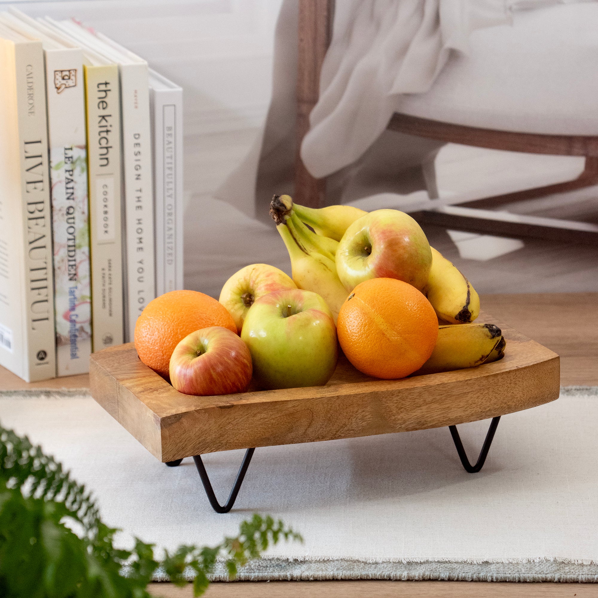 Raised Rectangular Charcuterie Board, filled with fruit.