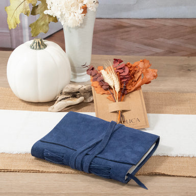 Royal Blue Suede Journal w/ Organic Cotton Paper: Large
