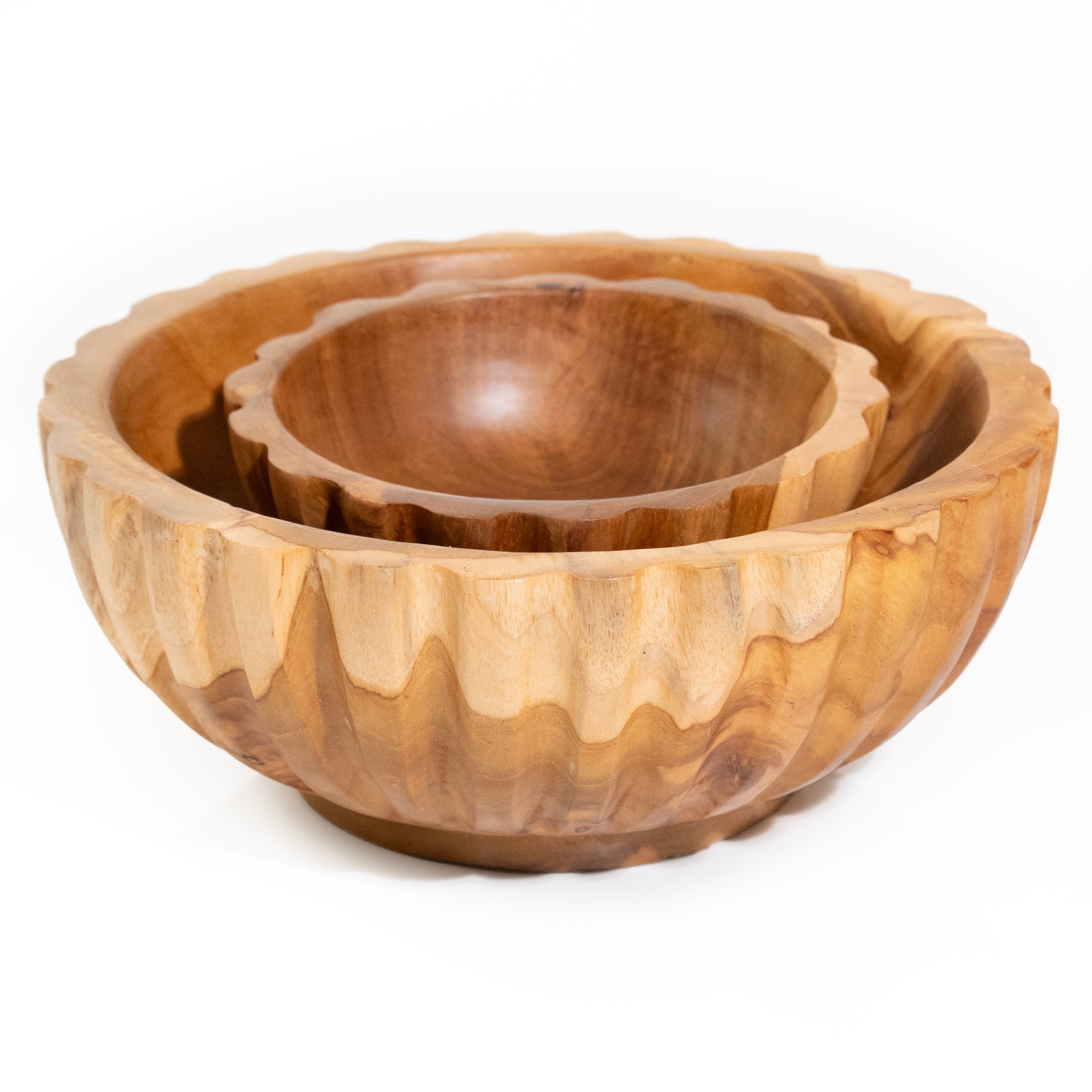 Scalloped Teakwood Catch-All Small Bowl