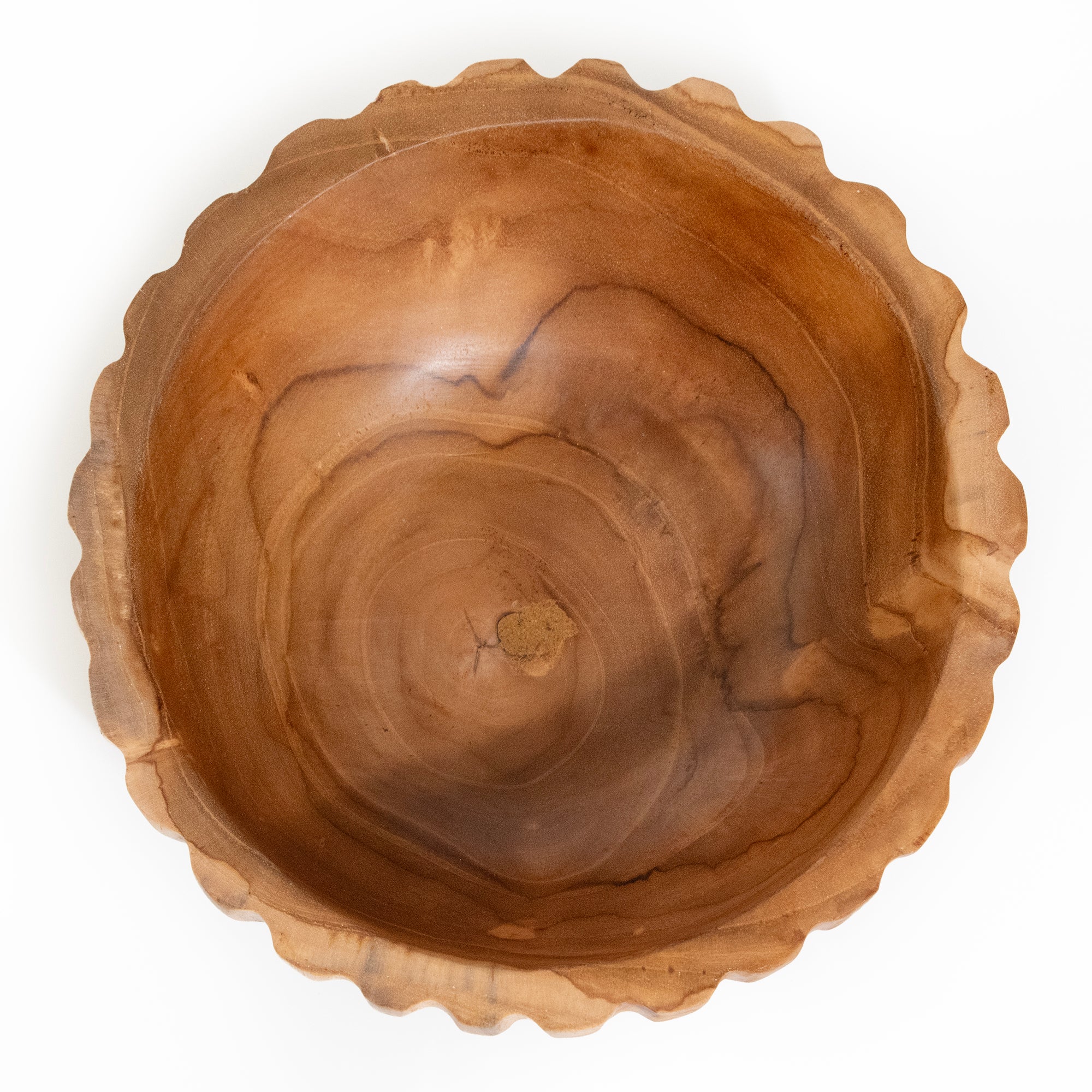 Scalloped Teakwood Wide Bowl overview