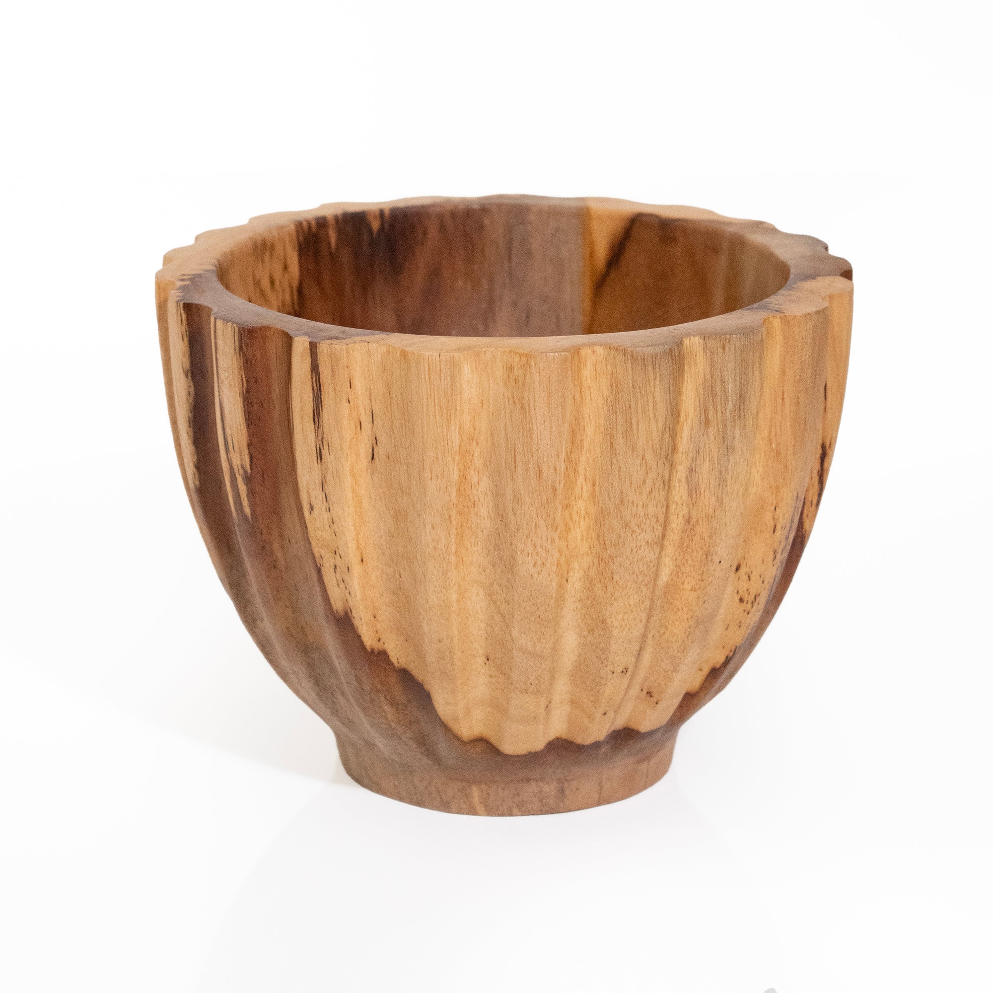 Scalloped Teakwood Medium Bowl