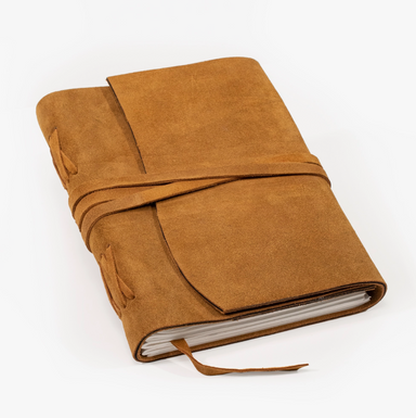 Closed, Cognac color Large Suede Leather Journal w/ Organic Cotton Paper.