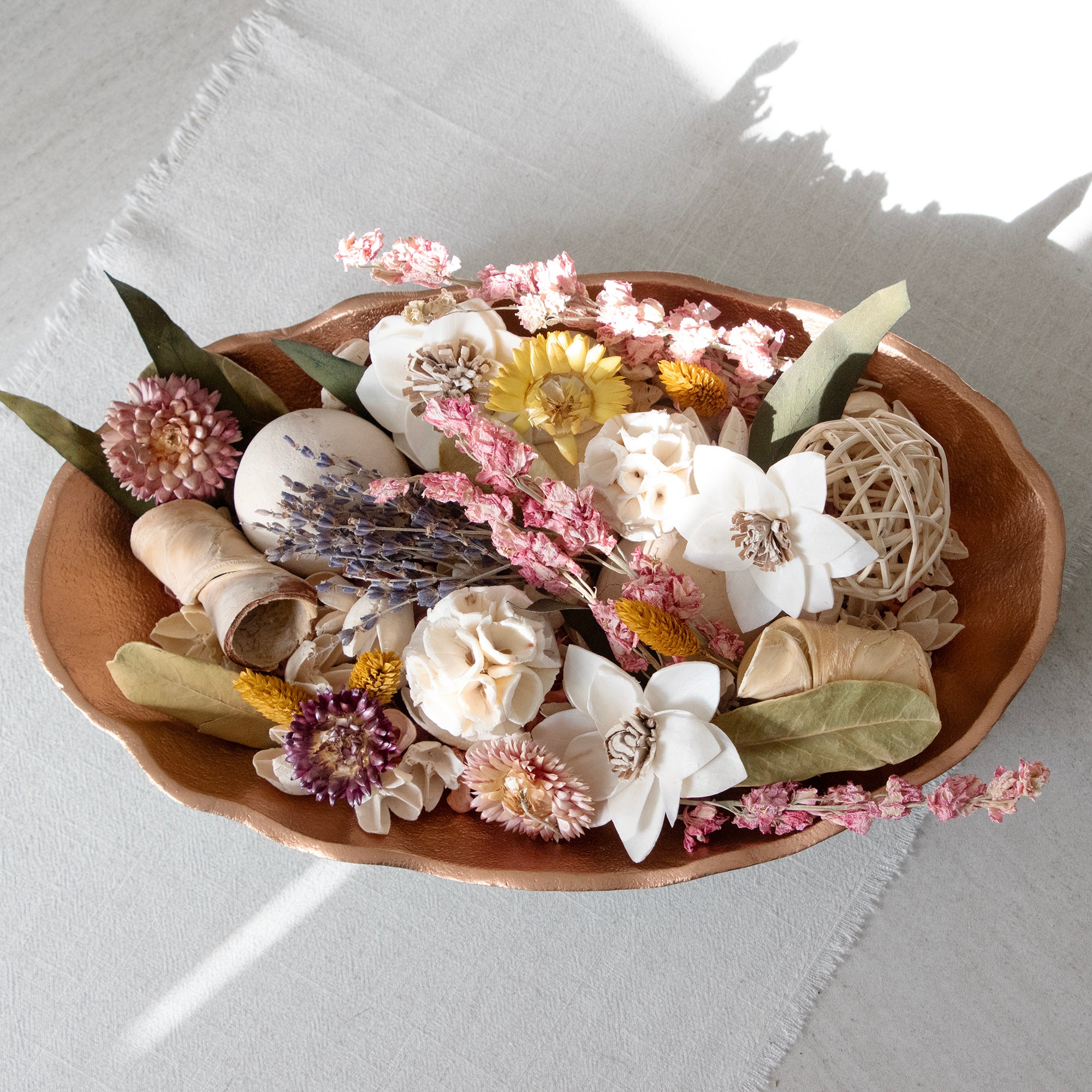 Secrets of Spring Potpourri in a bowl, over head image.