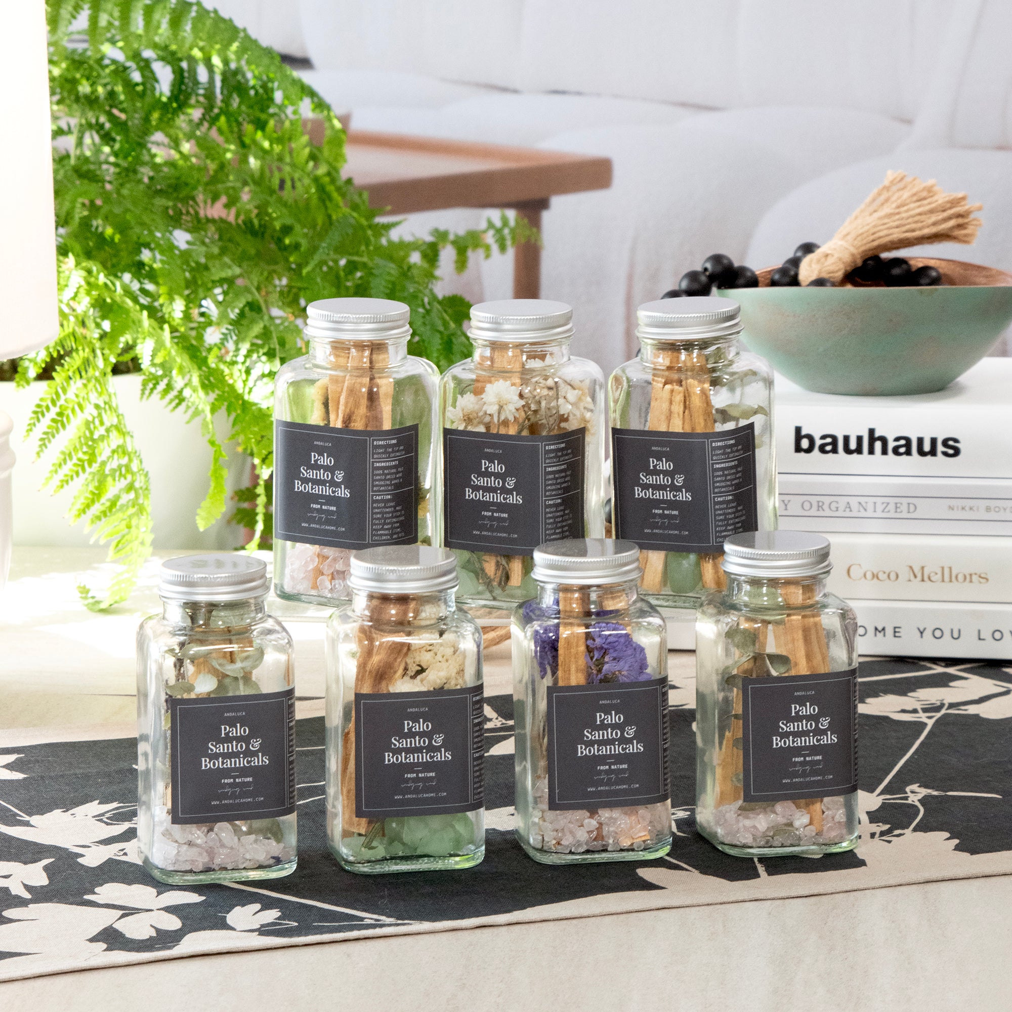 Complete collection of Palo Santo & Botanical smudging jar sets.