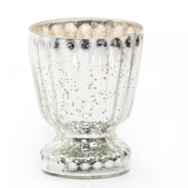 Silver mercury fluted glass candle.