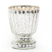 Silver mercury fluted glass candle.