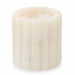 Scalloped shape marble candle in white.