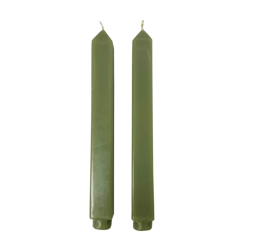Green Square Taper Candles (Set of 2)
