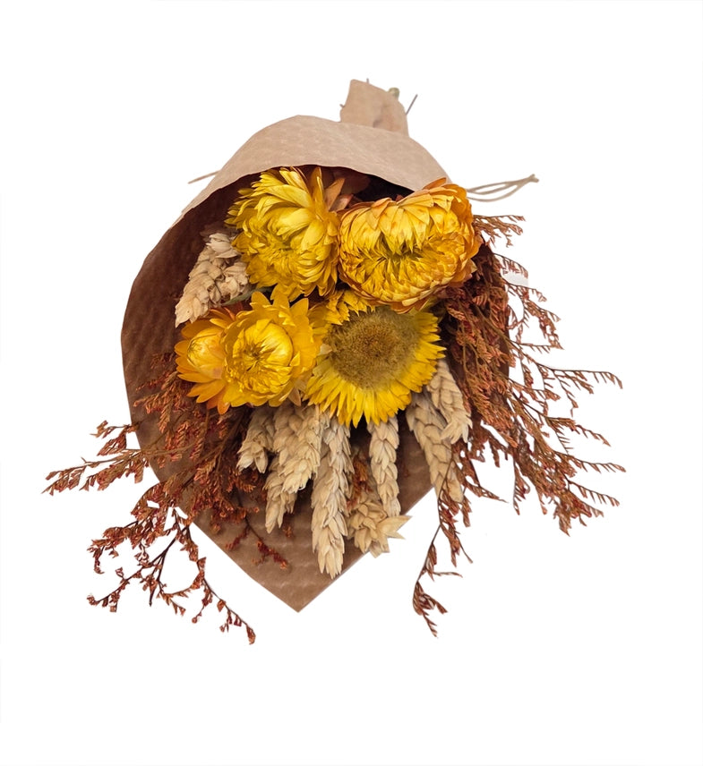 MINI Harvest Wheat and Sundrenched Strawflower Bouquet