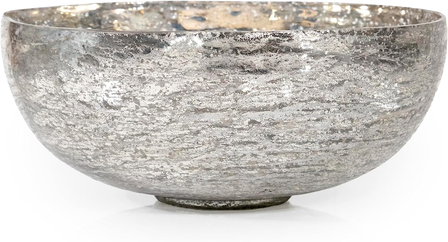Mercury Glass Silver Finish Decorative Bowl