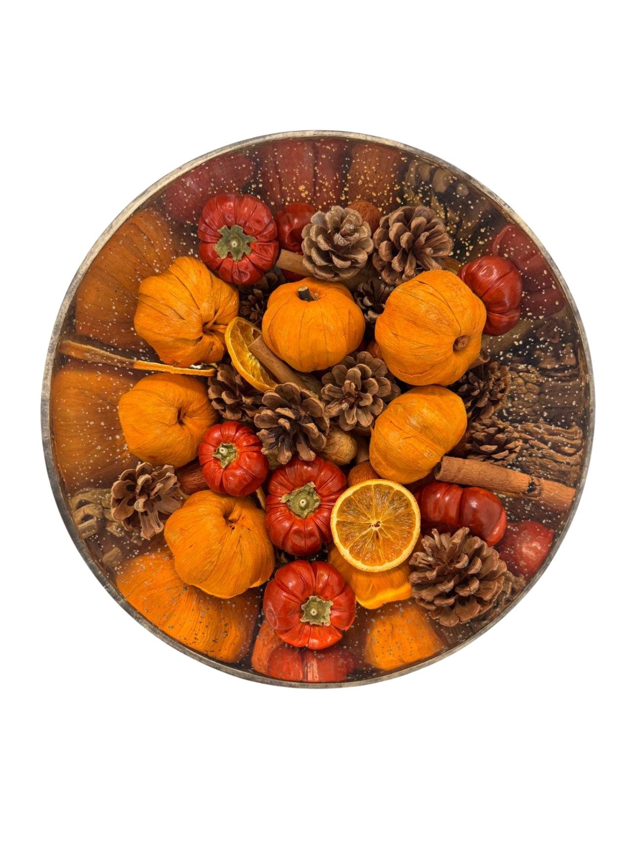 Mercury Glass Amber Decorative Round Bowl