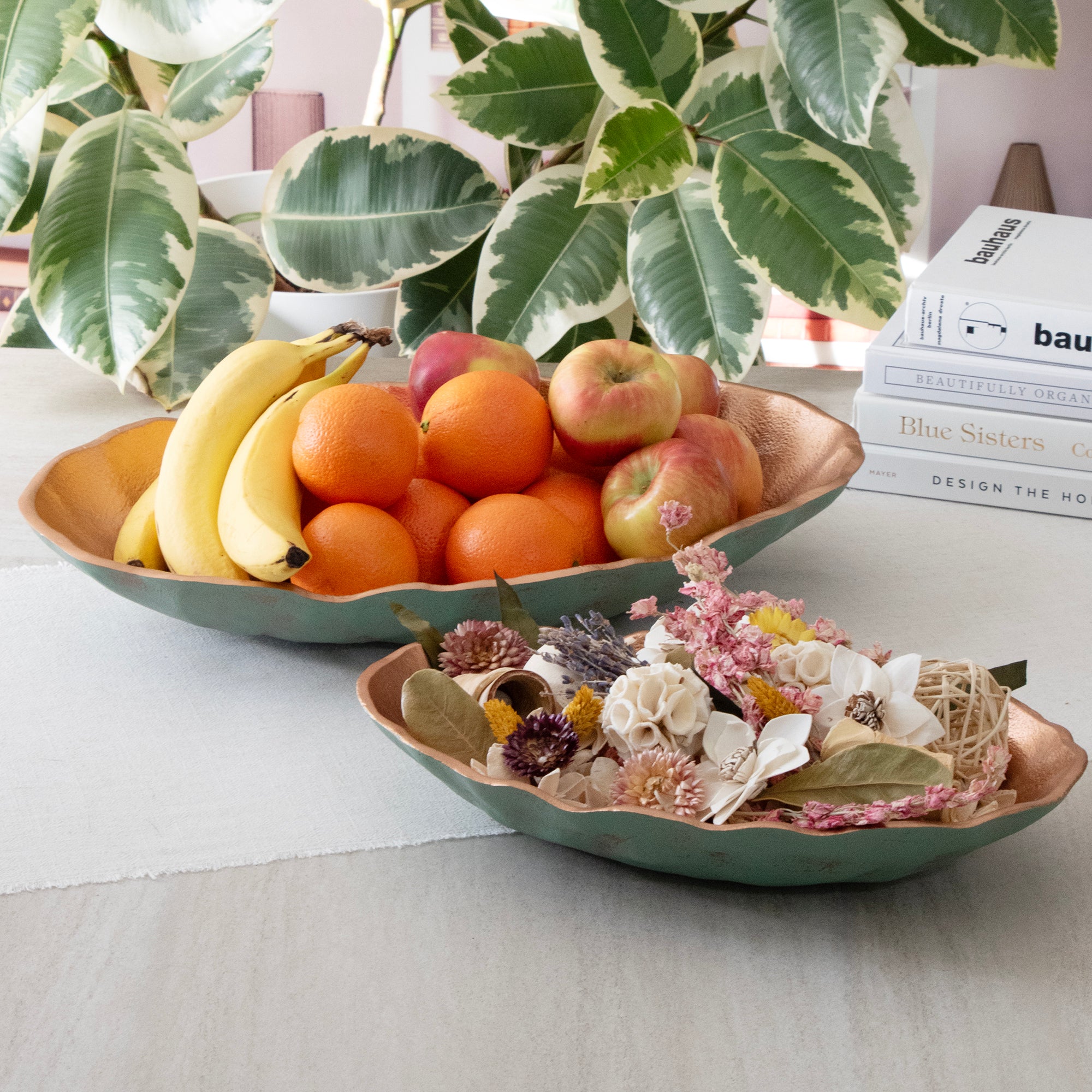 Turquoise Copper Bowls fruit