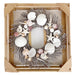 Whitewashed Seashells & Starfish Coastal Wreath in wooden storage crate
