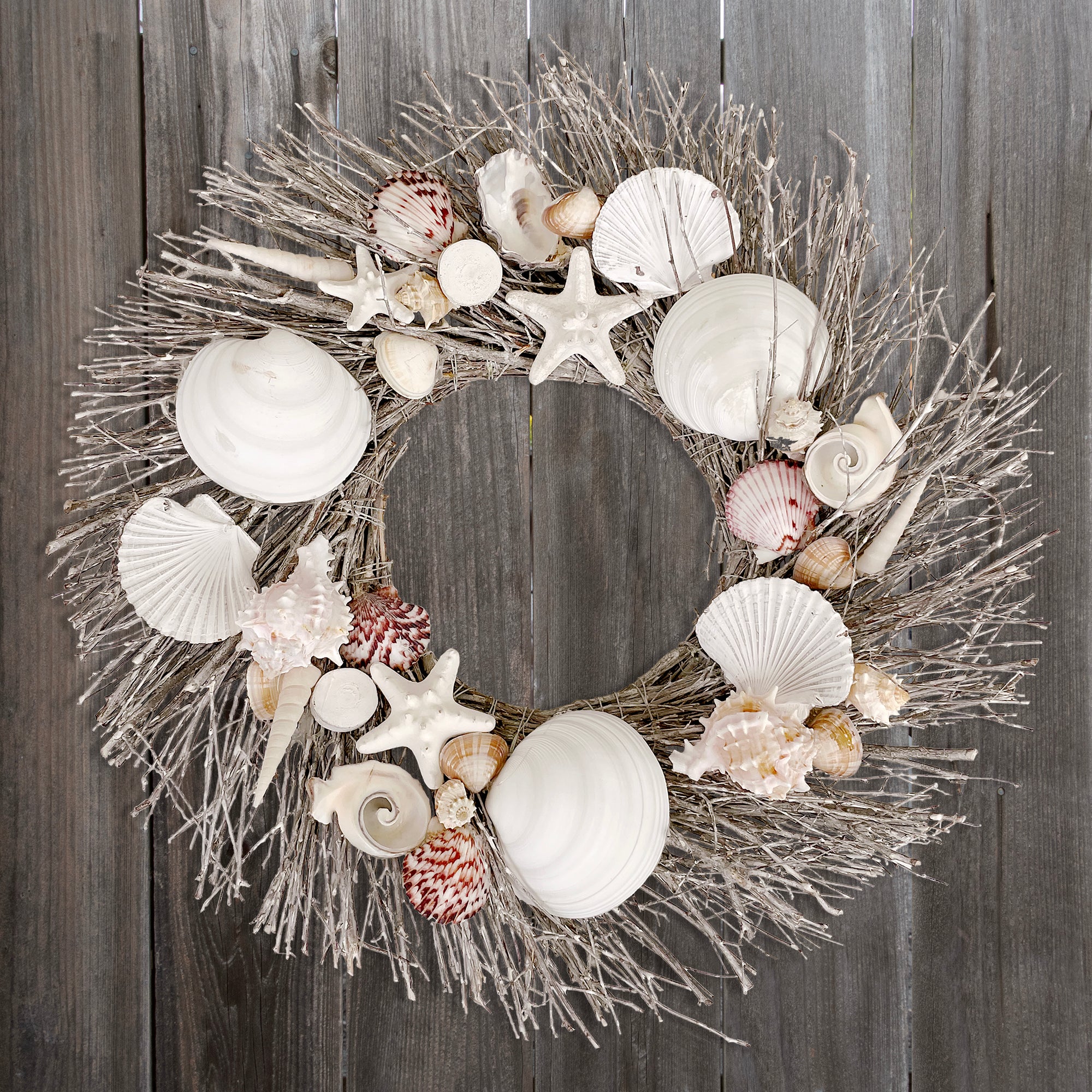 Whitewashed Seashells & Starfish Coastal Wreath