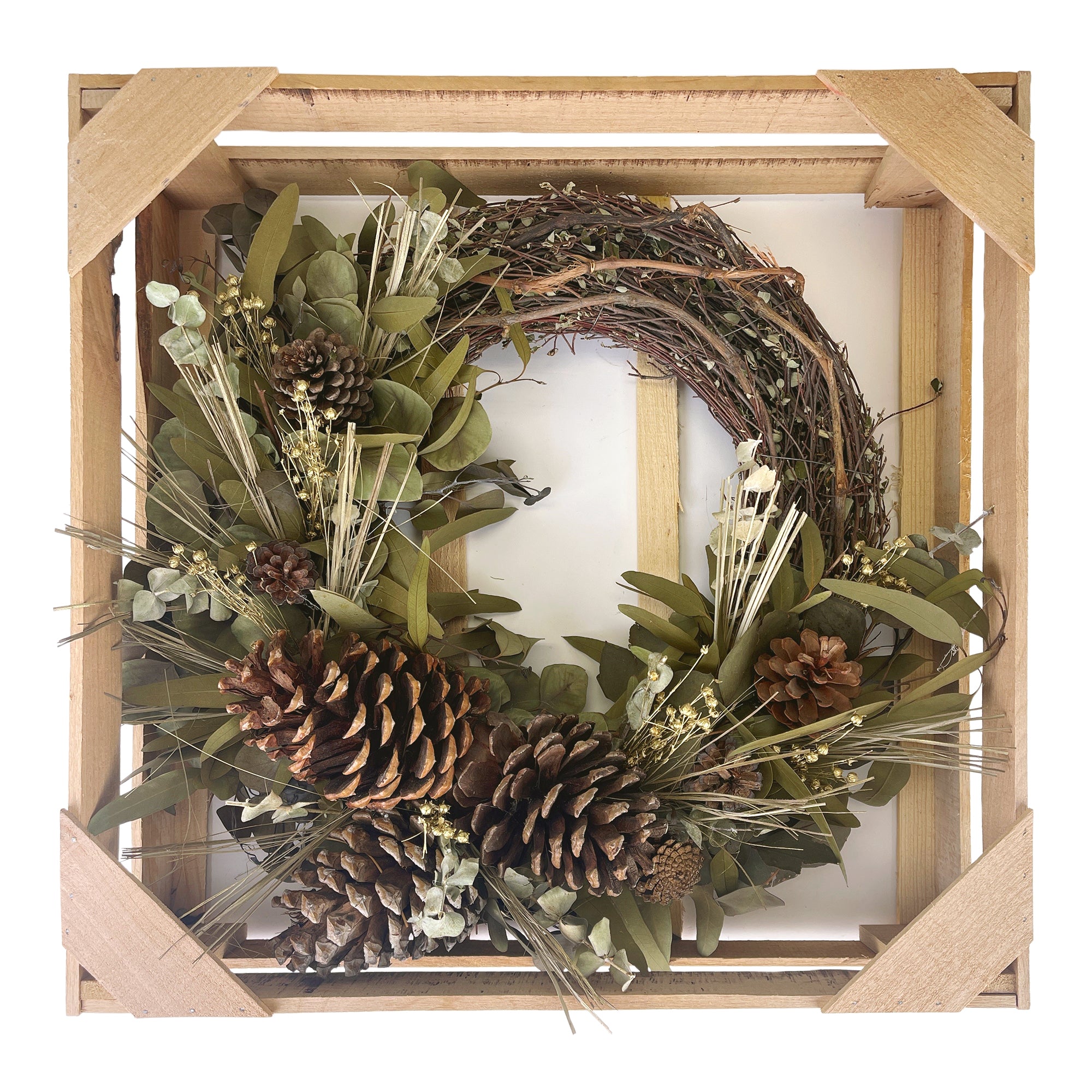 19" Woodland Pinecone Half Wreath