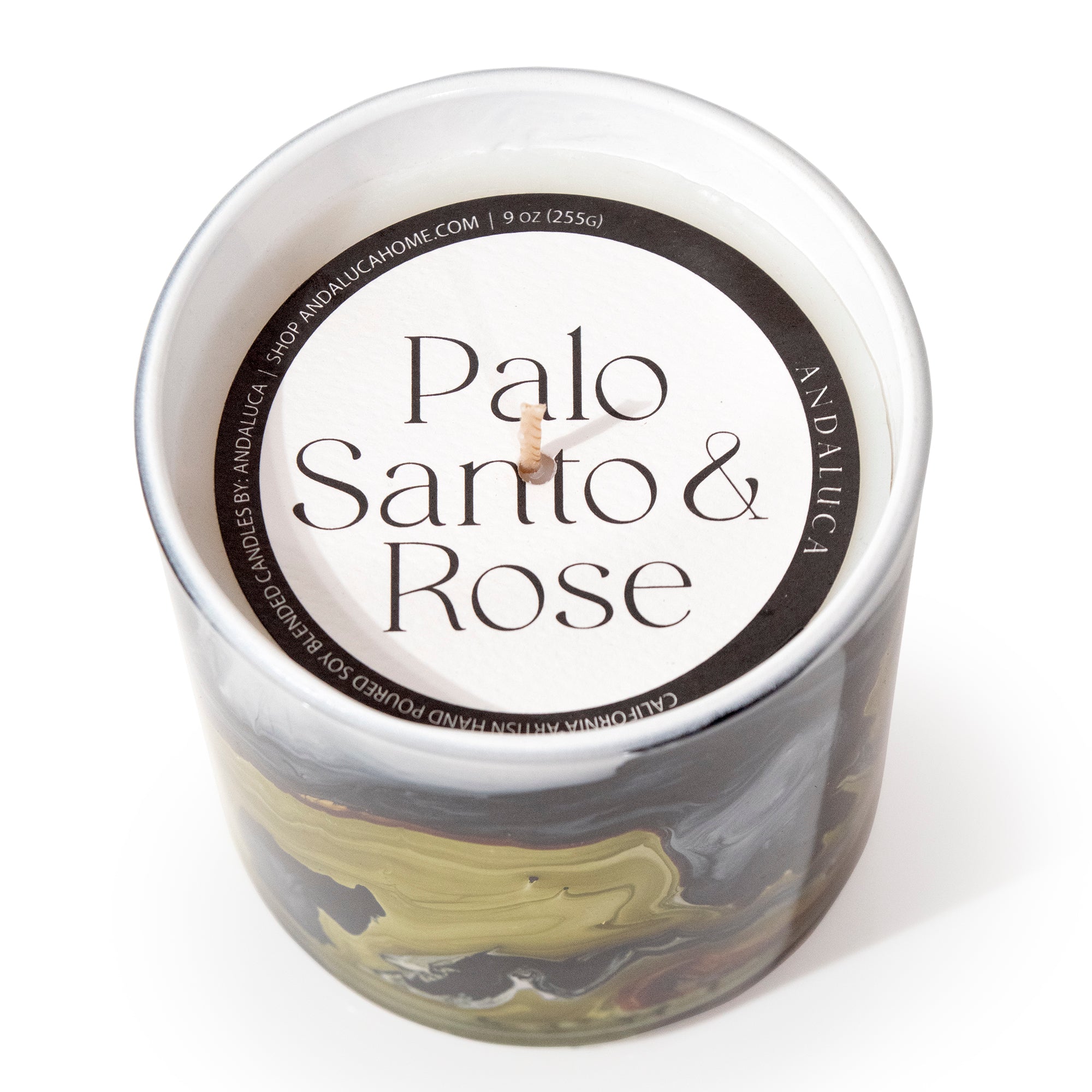 Palo Santo & Rose 14 oz. Swirl Glass Candle