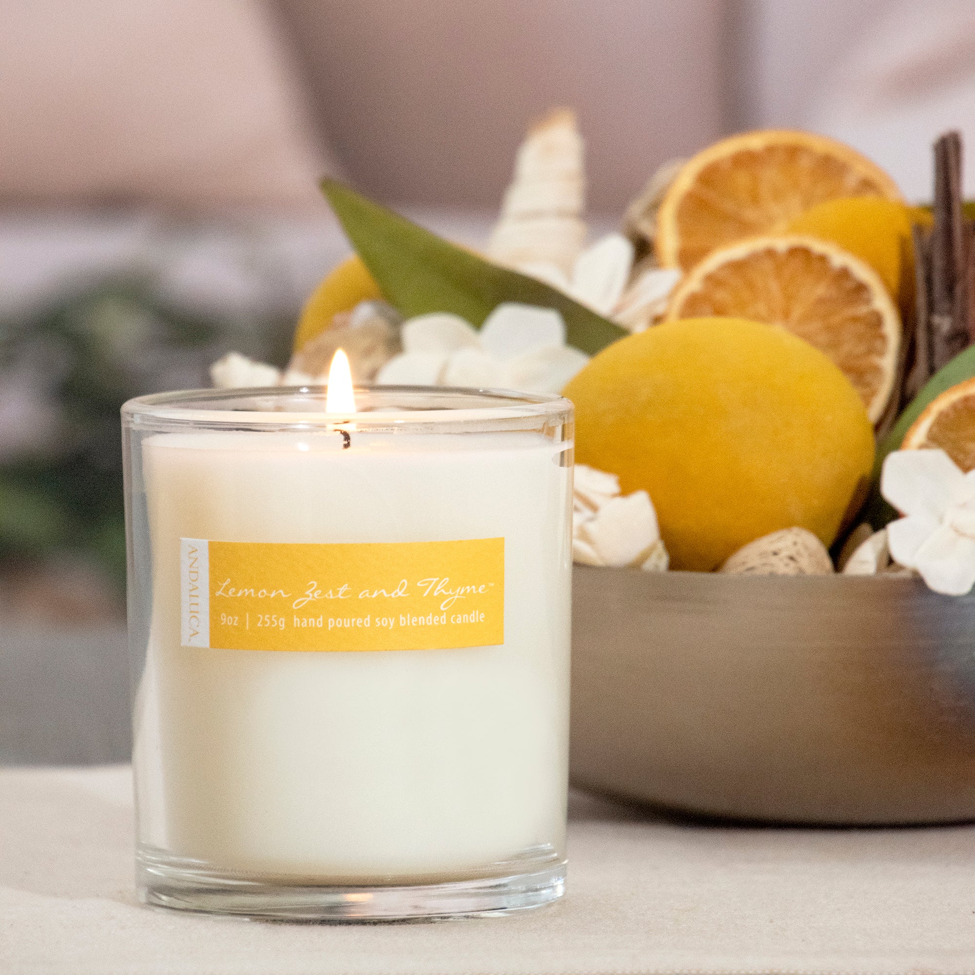 Lemon Zest & Thyme Scented Soy Candle